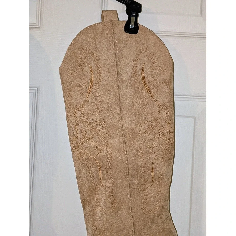 VBDB Womens Beige Faux Suede Western Cowboy‎ Knee High Boots Size 8.5 NEW